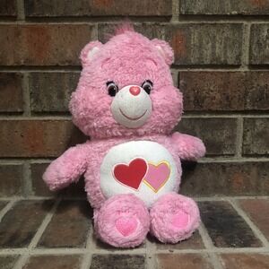 Care Bears Pink Love A Lot Bear Hearts 13" Stuffed Animal Valentines Day 2015
